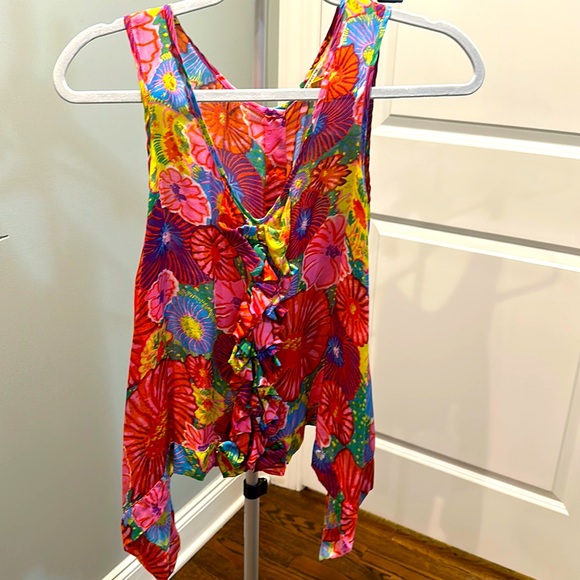 Leifsdottir, Floral print trapeze tank, 100% silk. Size 2 - Picture 1 of 8